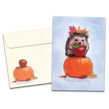 Load image into Gallery viewer, TF Holiday Card- Autumn Hedgehog, Thanksgiving 22383