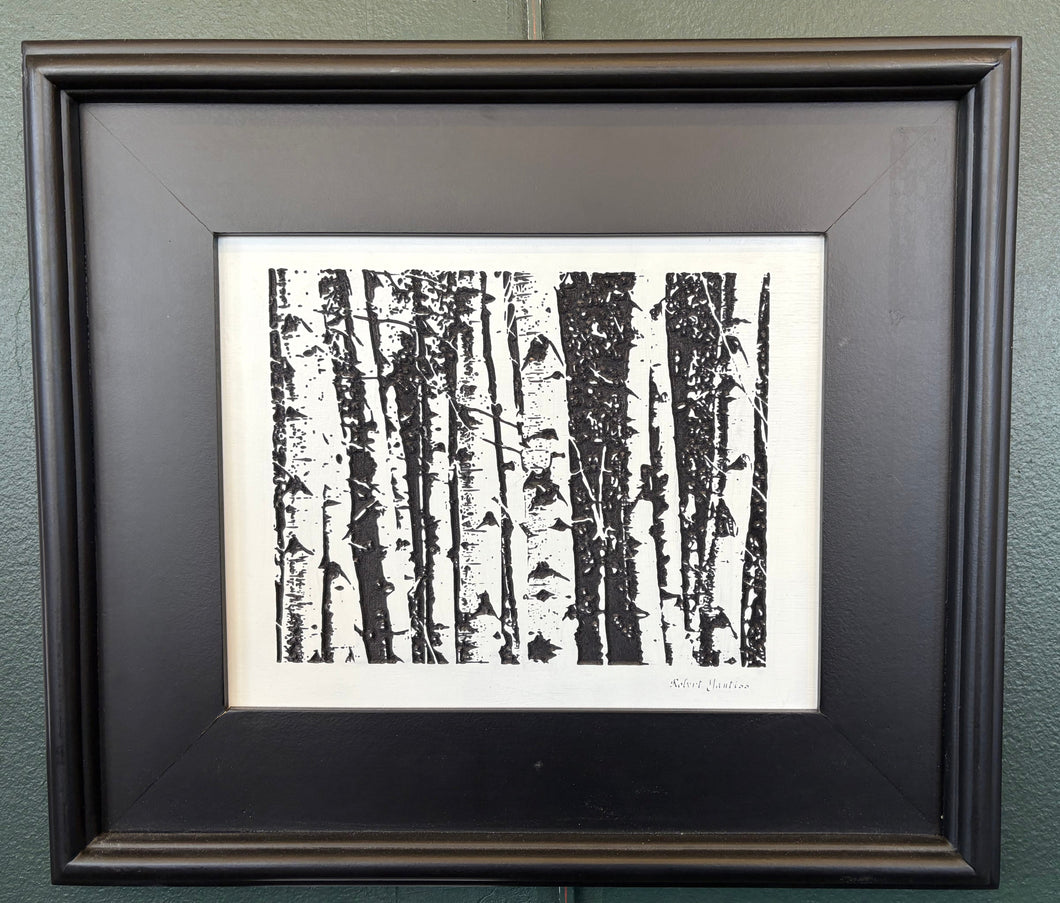 Framed Etching- Birches