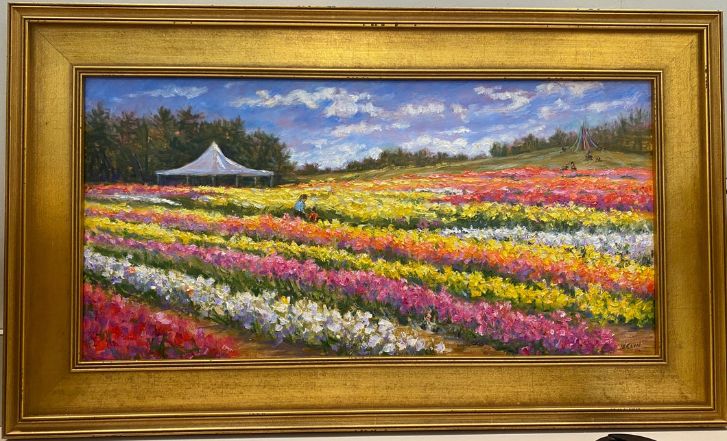Painting- At the Tulip Festival 12x24 Original