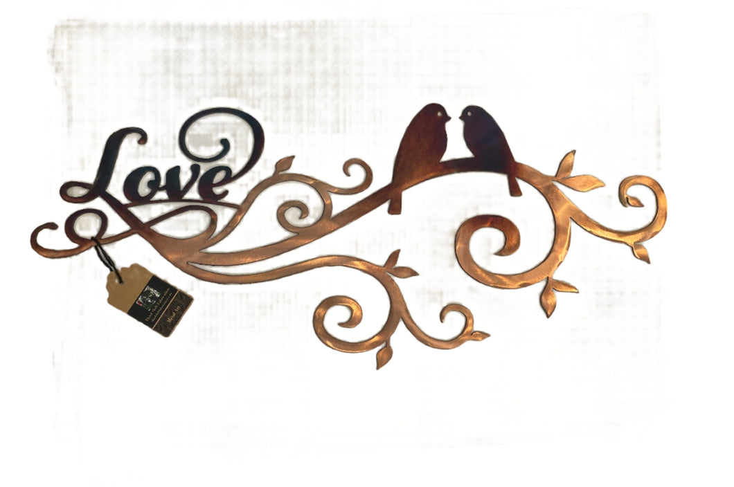 Copper Sign- Lovebirds-9x22
